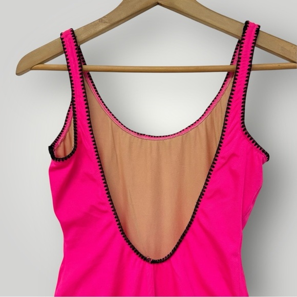 Vintage Backflips One piece Swimsuit Barbie Pink Sz Medium Neon - Picture 5 of 7